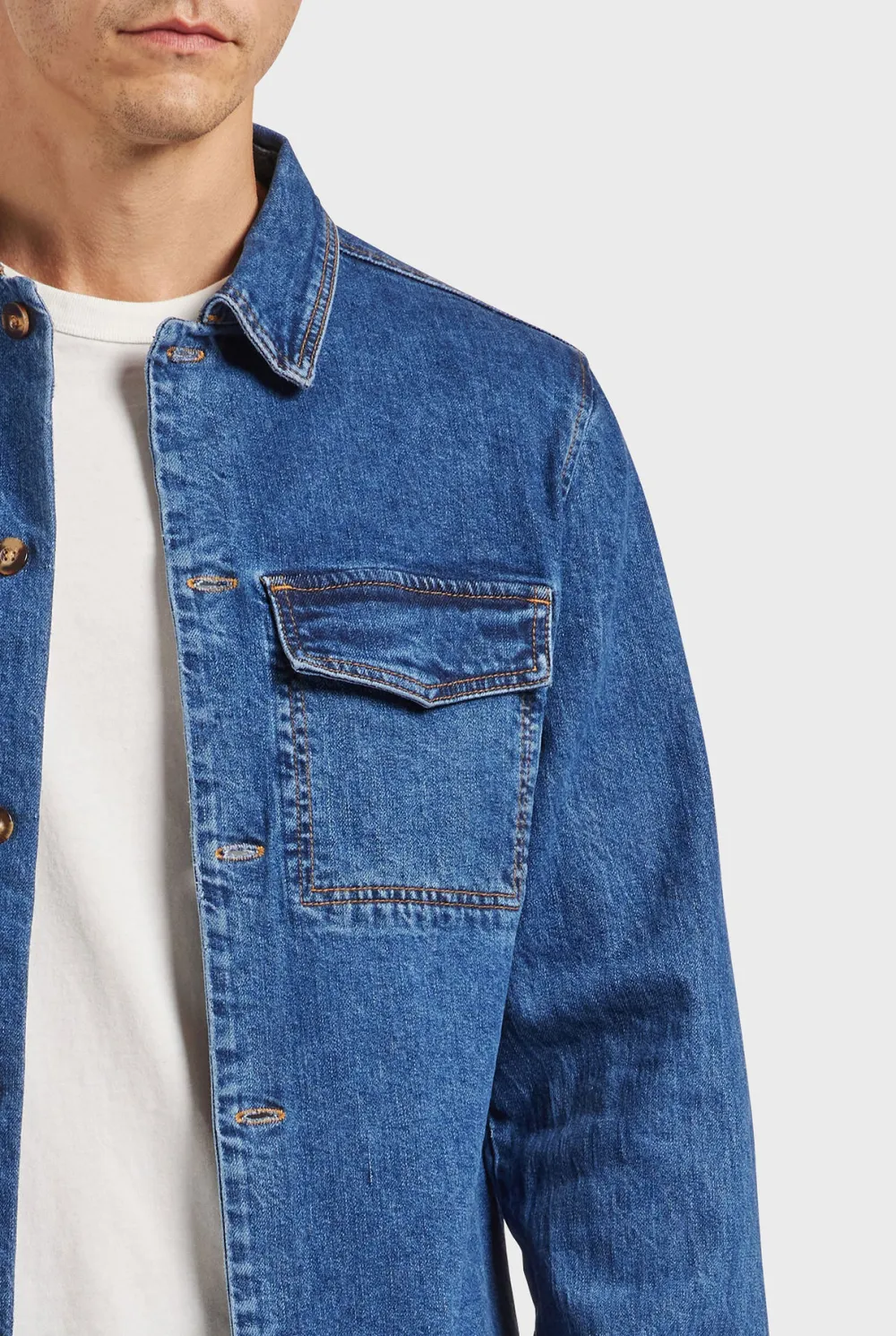 Light Blue Denim Button Down Overshirt