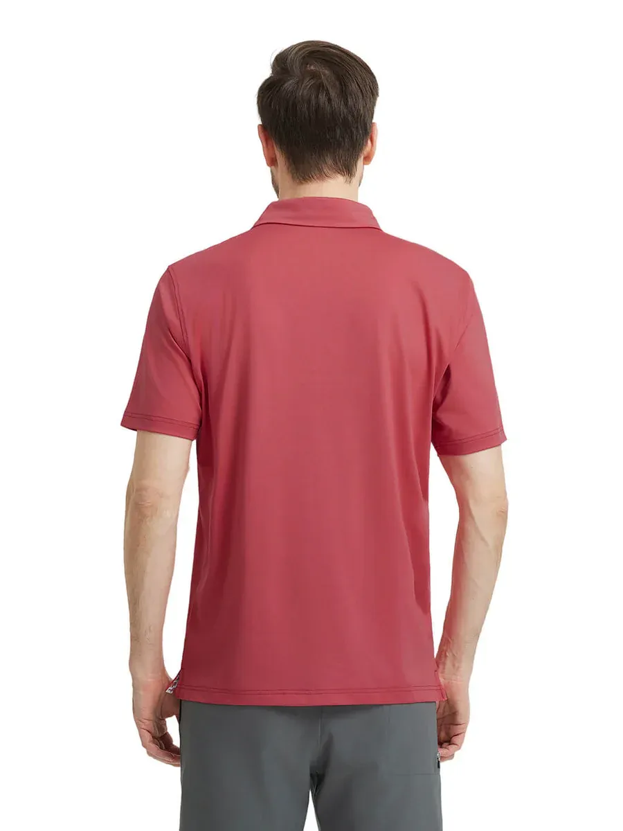 Men'S Designed Collared Solid Performance Polo