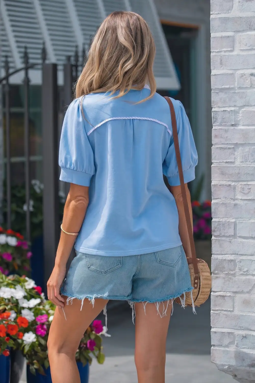 Striped Frilled Collared Blouse