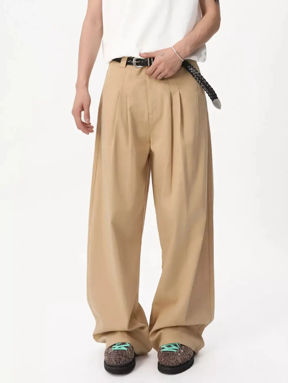 Classic Men's Wide Leg Pleated Pants
