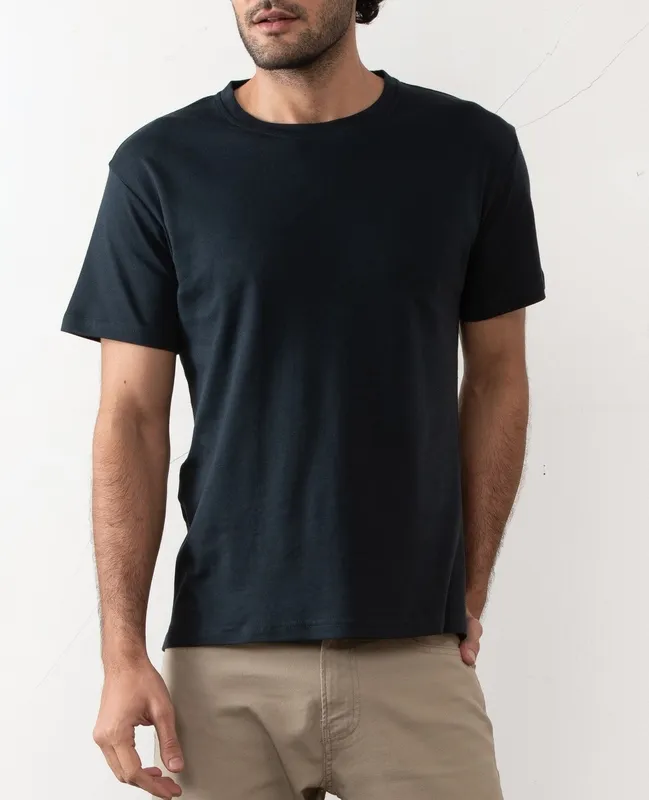 Black Vintage-Wash Cotton Crew Neck T-Shirt
