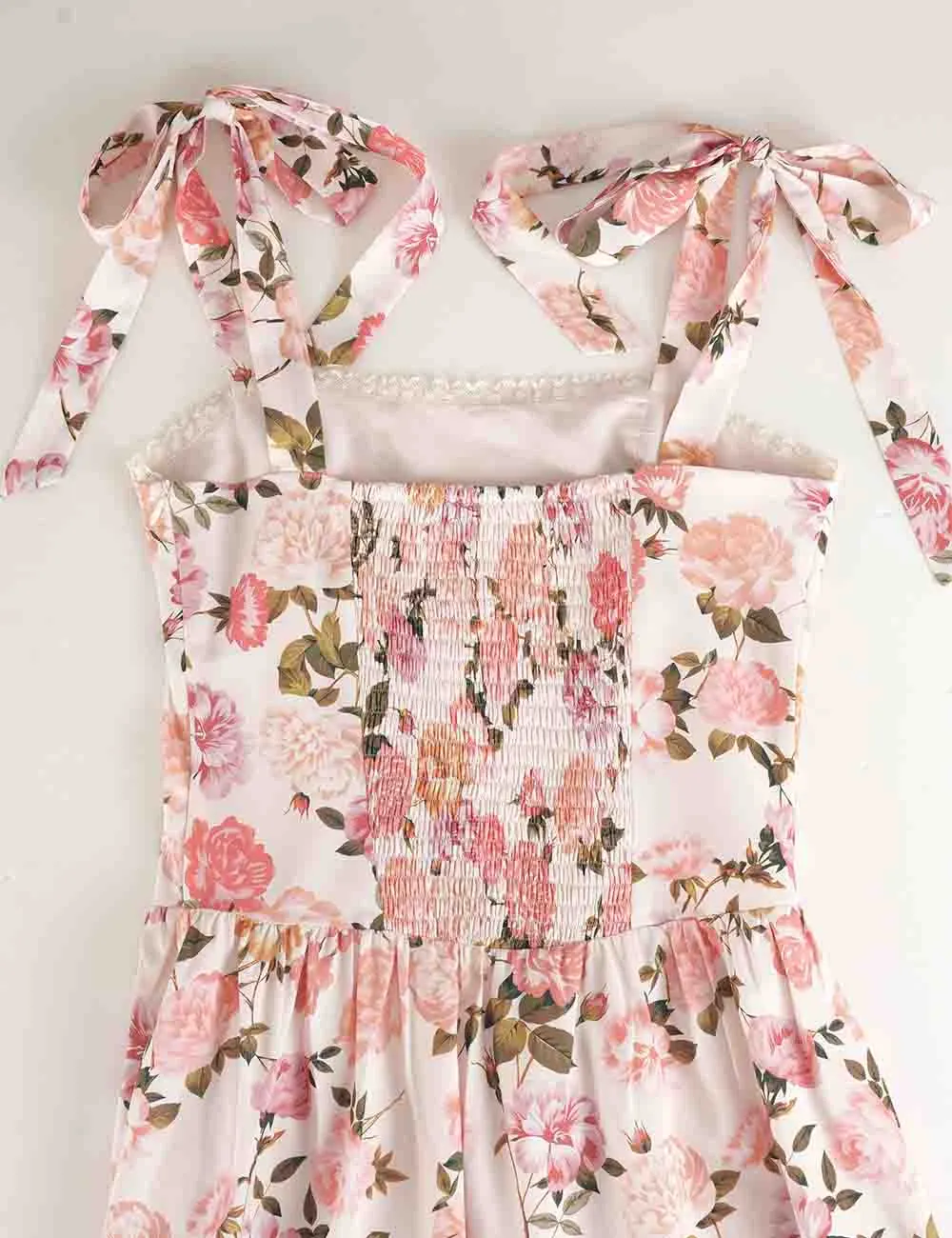 Strap Lace Trim Square Neck Midi Dress