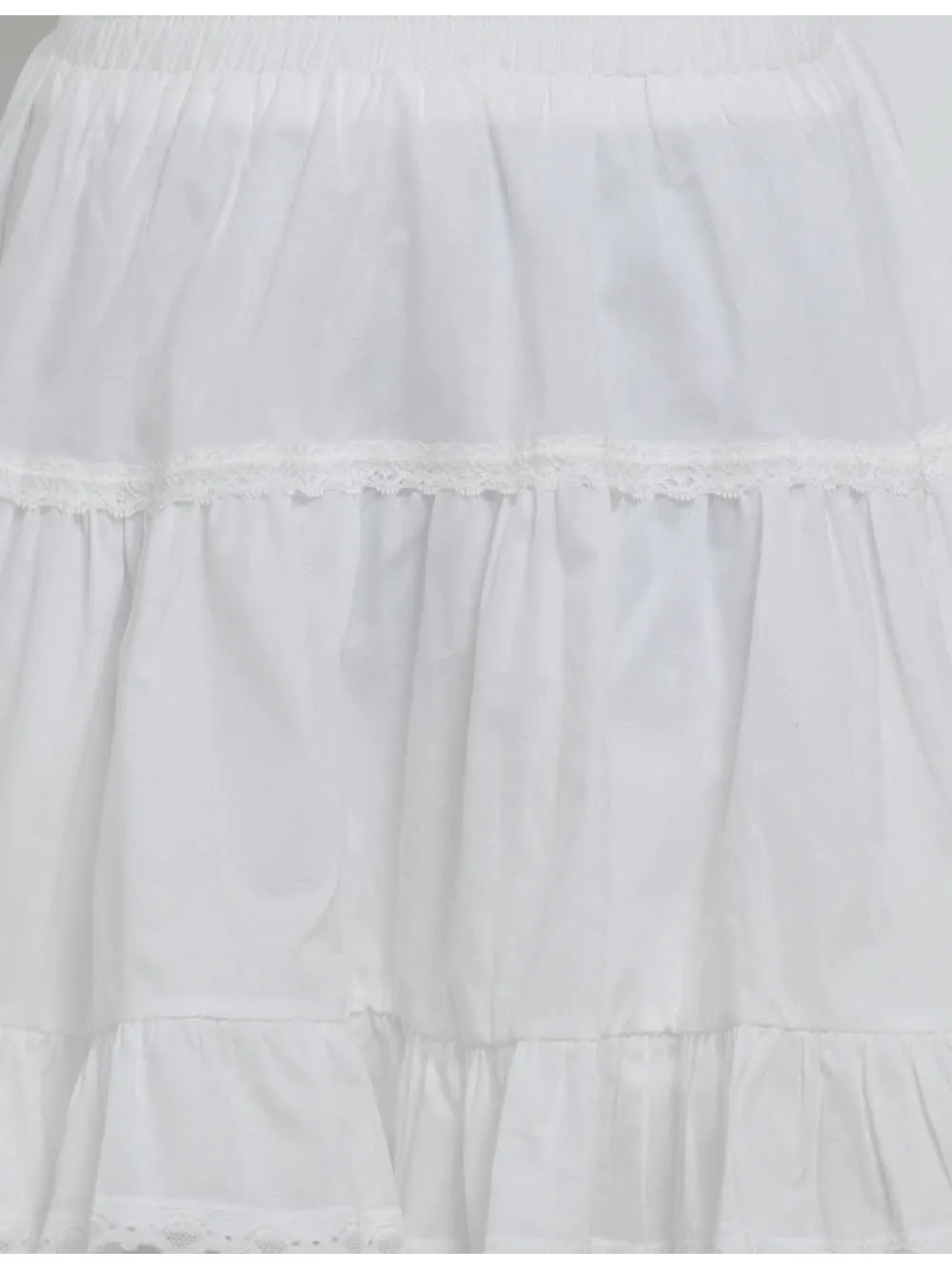 Tiered Ruffle Lace Trim Elastic Waist Mini Skirt