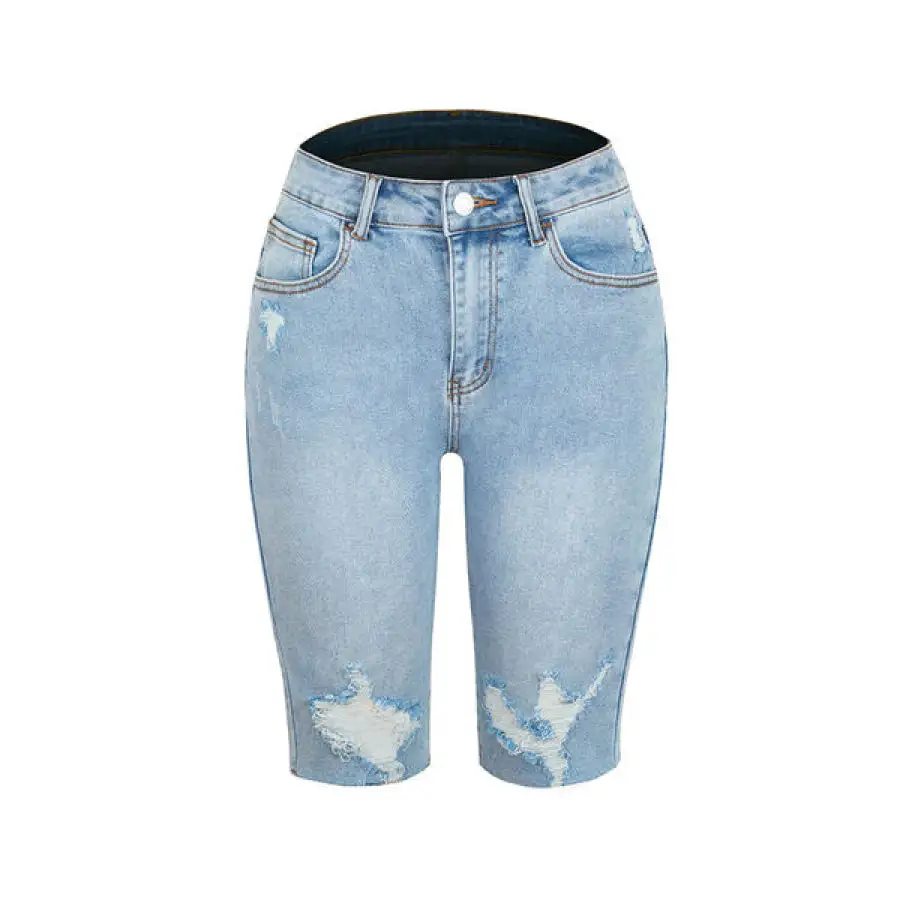 Distressed Pocketed Denim Shorts