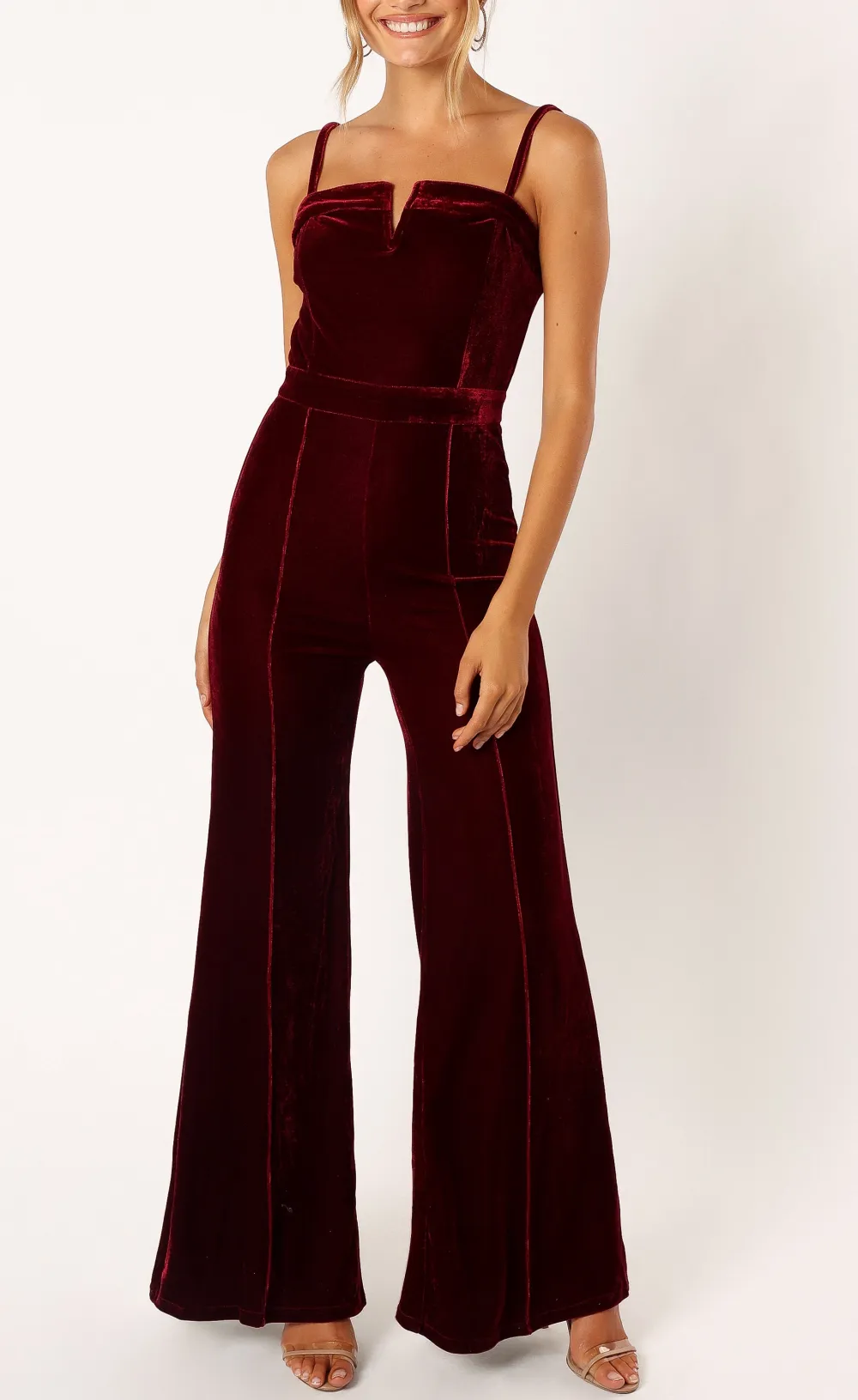 V-Neck Wide-Leg Sleeveless Maxi Jumpsuit