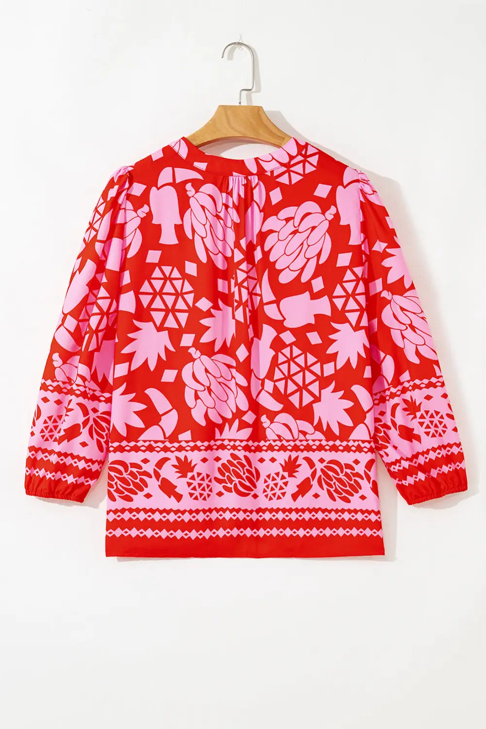 Floral Abstract Print Button Front Blouse