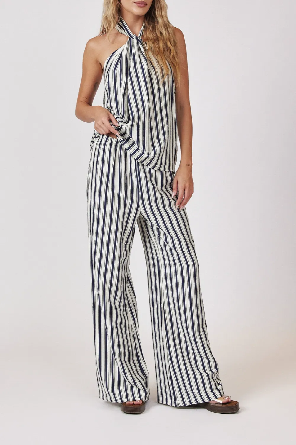 Striped Halter Two Piece Set