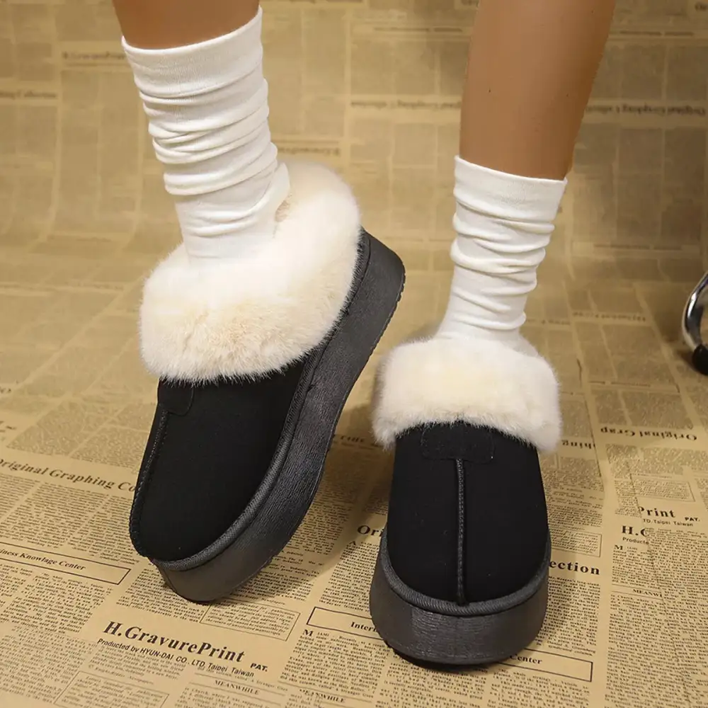 Fuzzy Platform Ankle Boots