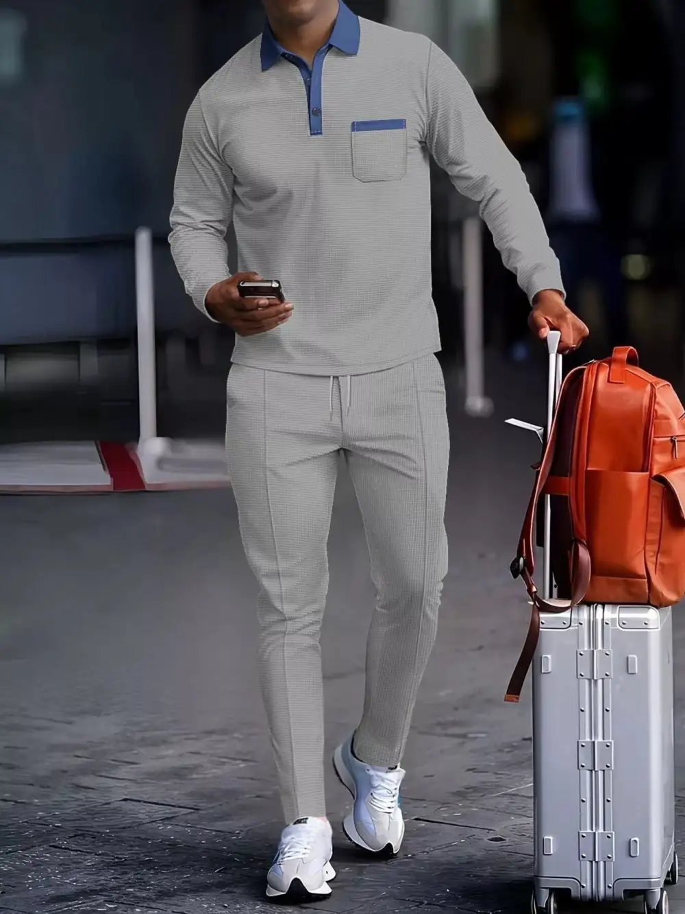 Men's Full Size Long Sleeve Top and Pants