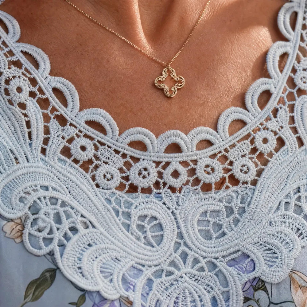 Lace Yoke Floral Blouse