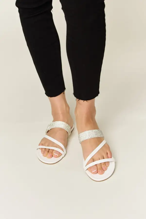 Wild Diva Rhinestone Strappy Flat Sandals
