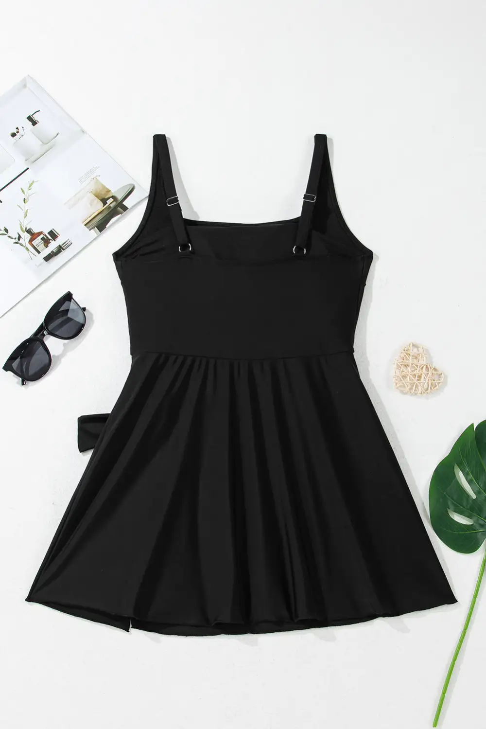 Side Tied Waist Square Swim Dress