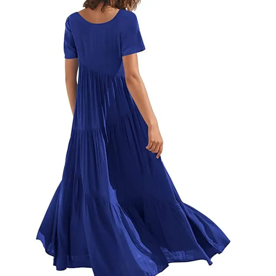 Round Neck Tiered Ruffle Maxi Dress