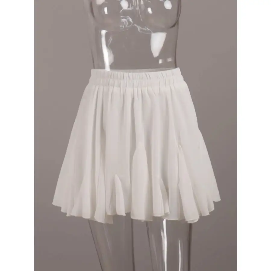 Elastic Waist Ruffled Hem Skirt