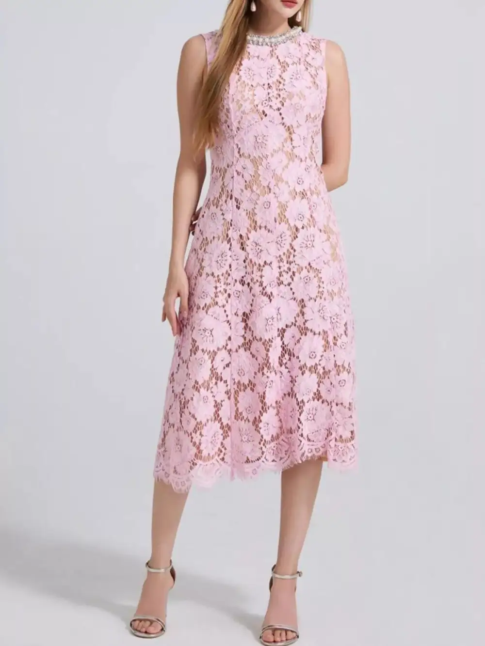 Lace Sleeveless Dress Casual