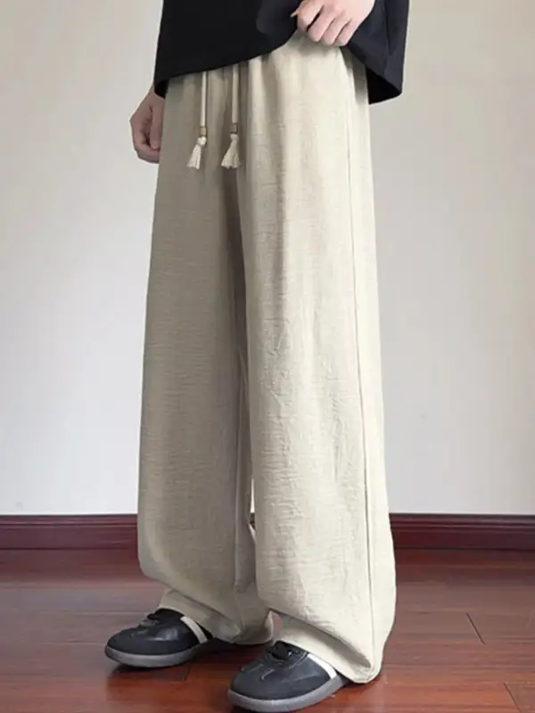Textured Men's Plus Size Drawstring Loose Fit Pants