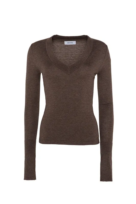 Truffle V-Neck Thumbhole Knit Top