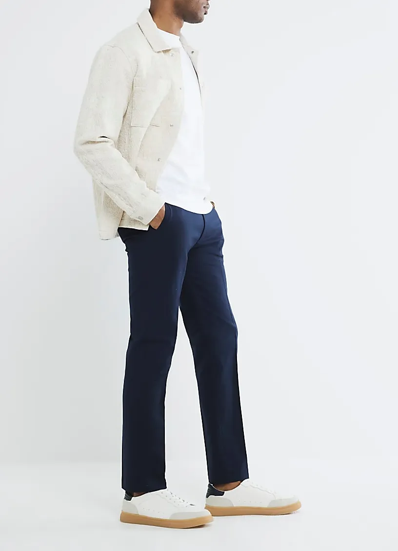 Men's Navy  Slim Fit Cotton Trousers