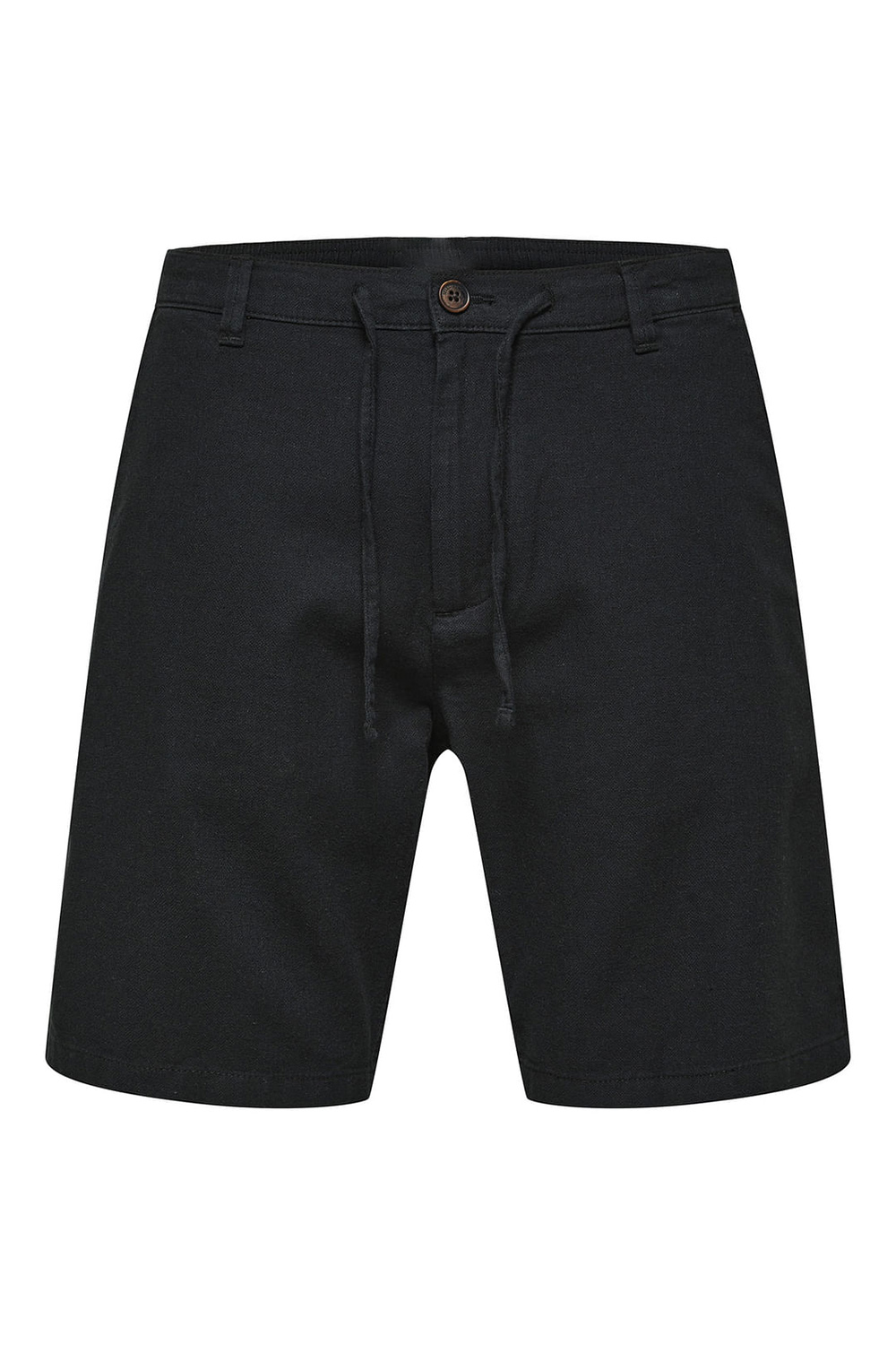 Black Mid Rise Linen Shorts