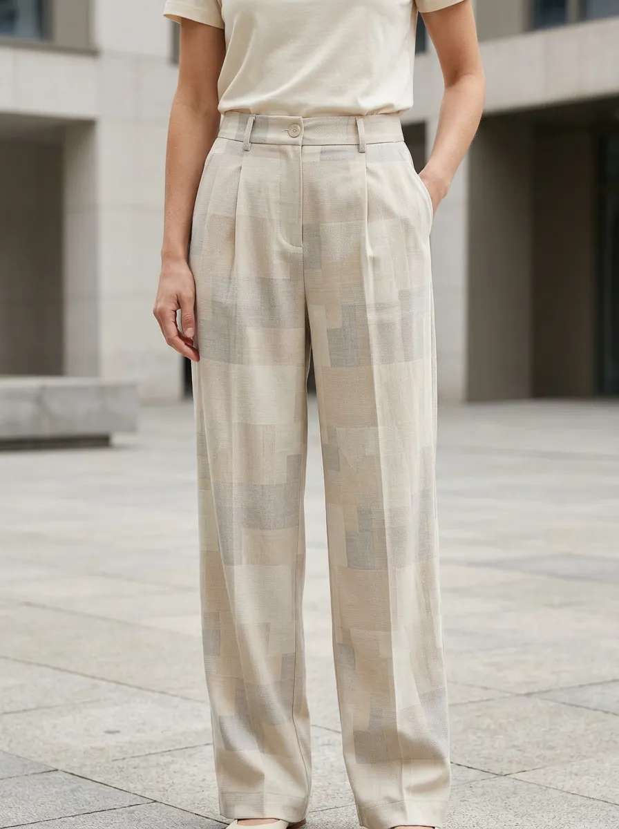 Women's Minimalist Geometric Pattern Print Casual Pants