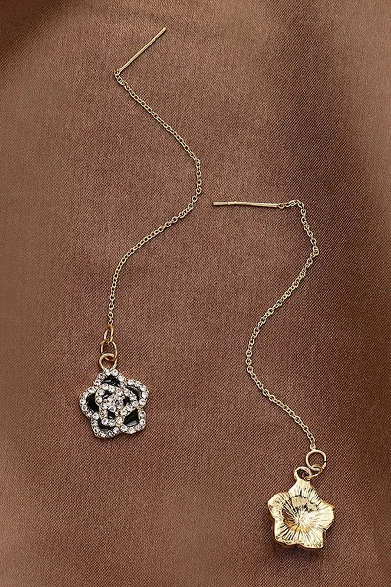 Camella Flower Threader Earrings