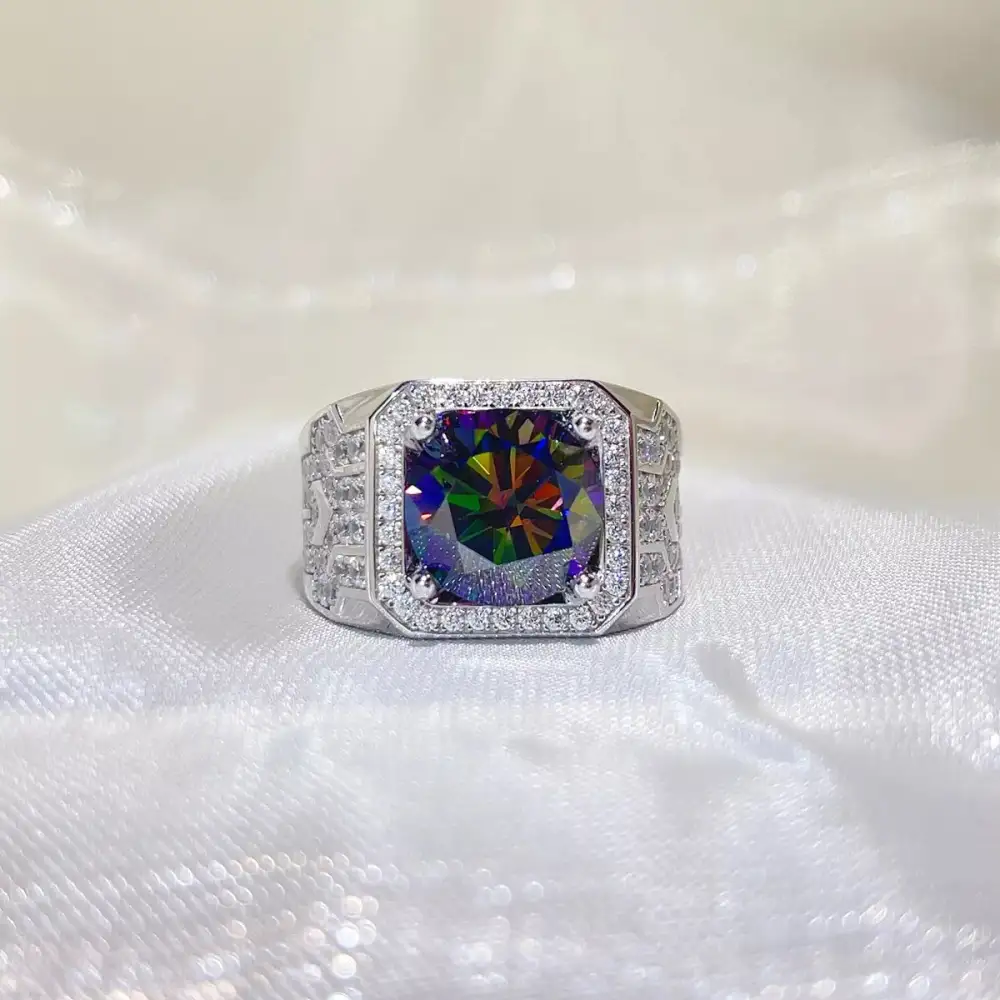 Gleaming Sterling Silver Moissanite Ring