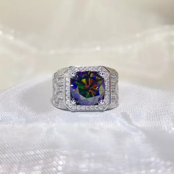 Gleaming Sterling Silver Moissanite Ring