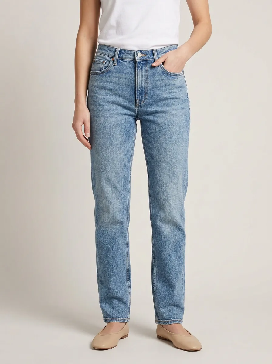 Jeans with Mid Rise Detail