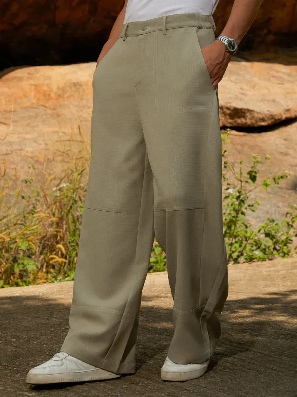 Beige Panelled Baggy Cargo Trousers