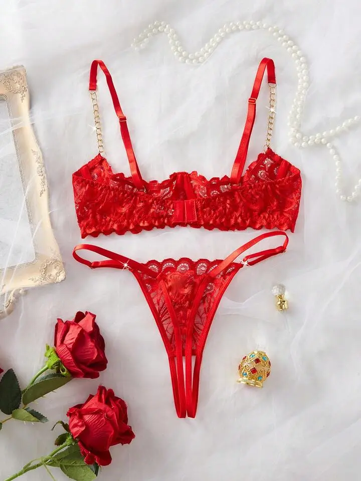 Refined Lace Sheer Bra And Panty Set