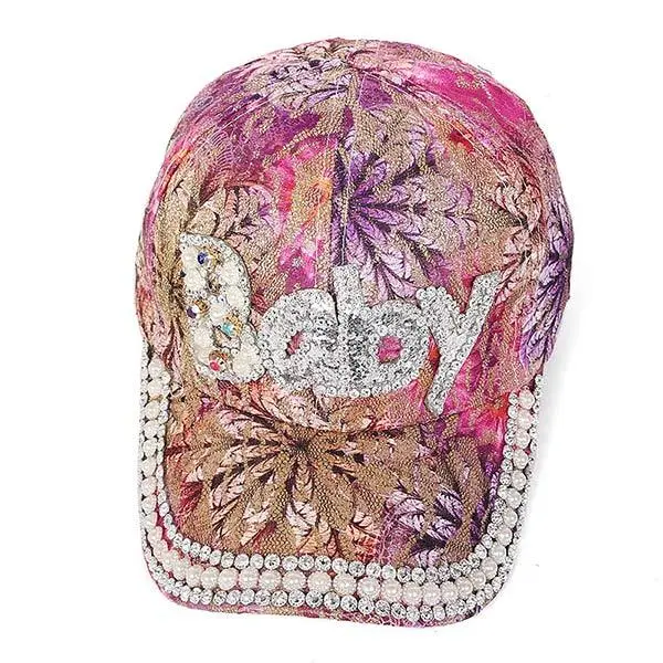 Women'S Colorful Rhinestone Print Floral Baseball Cap 64634191C