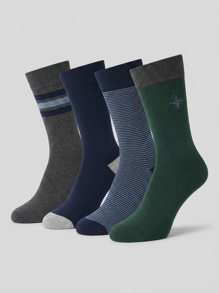 Men's Casual-Print Four Pair Socks