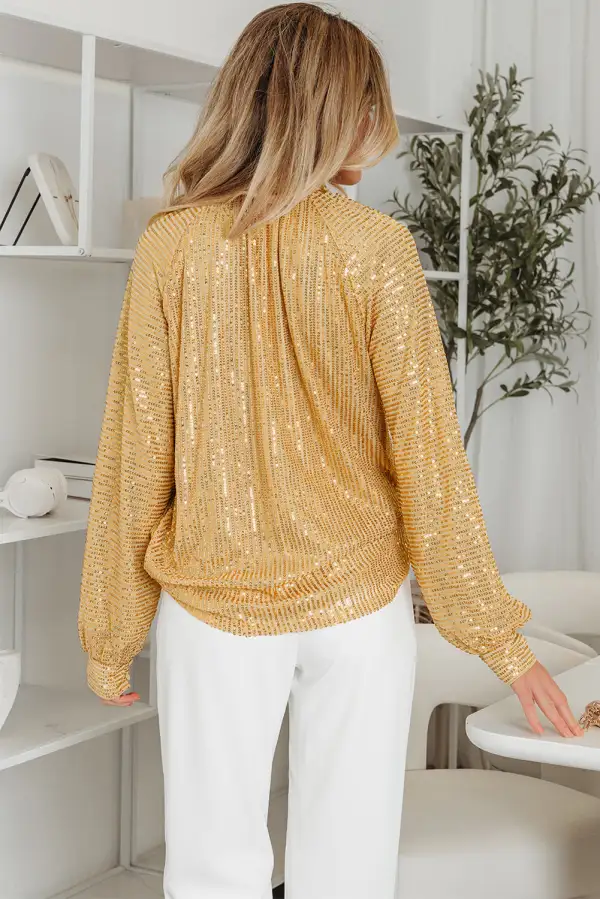 High Neck Button Front Blouse