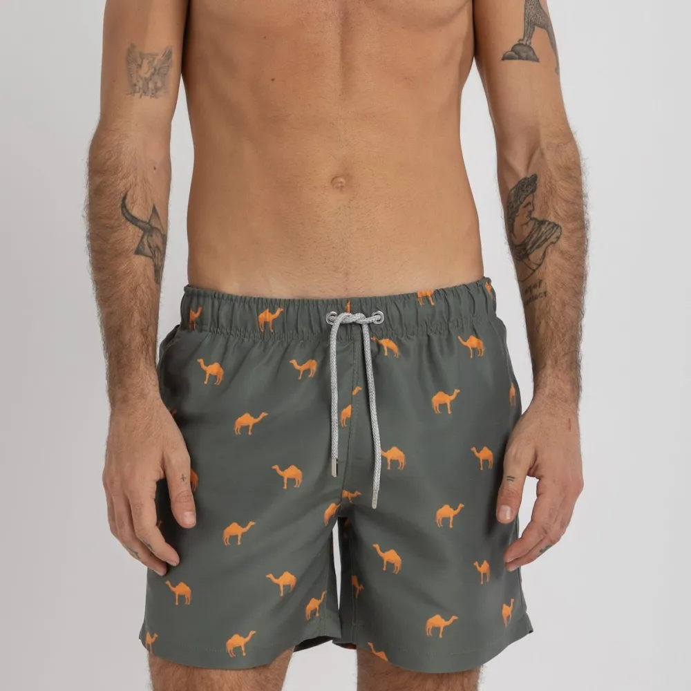 Olive Camels Swim Shorts