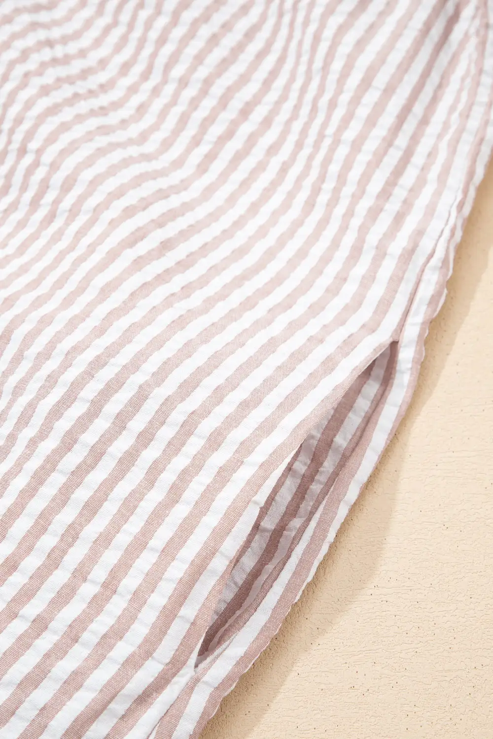 Striped Ruffle Short Sleeve Maxi Dress