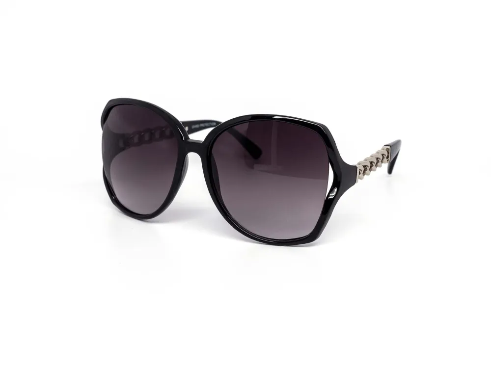 12-Pack Oversized Round Gradient Chain Detail Sunglasses