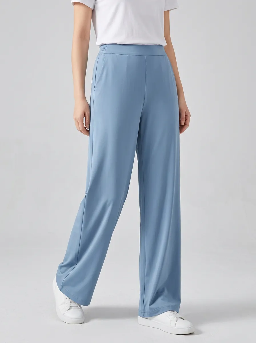 Women's Ice Silk Elastic-Waist Casual Pants