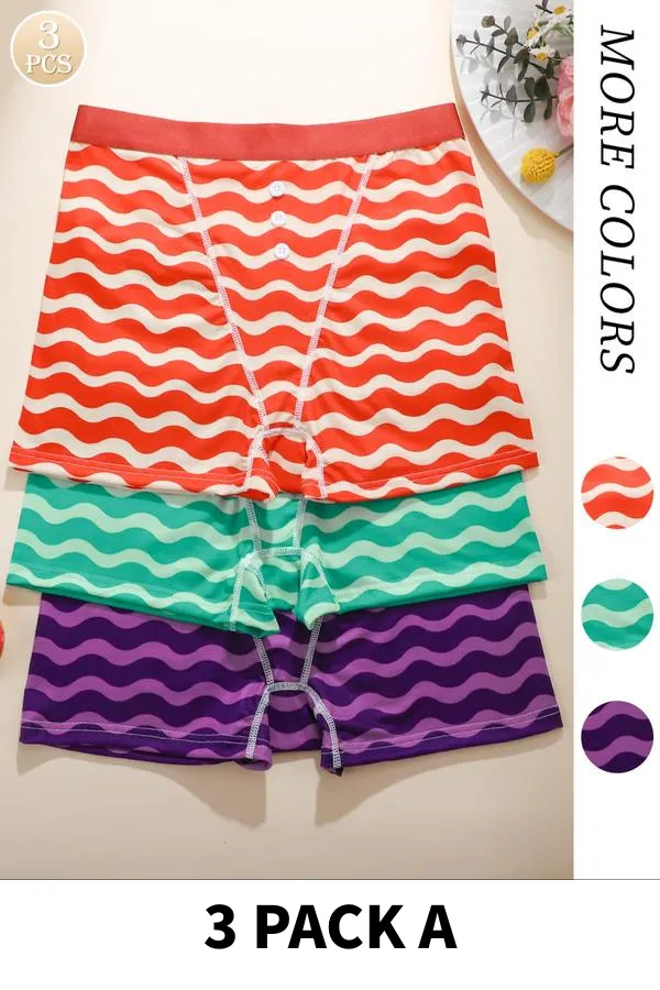Women's Striped Print Boyshorts, Casual Comfy Breathable Panty for Daily Wear,