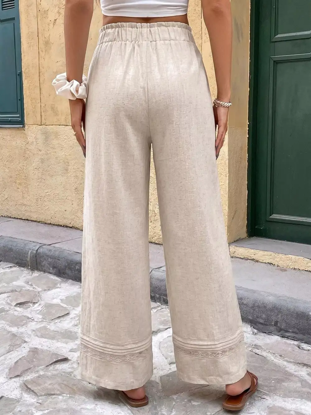 Relaxed Drawstring Wide Leg Pants