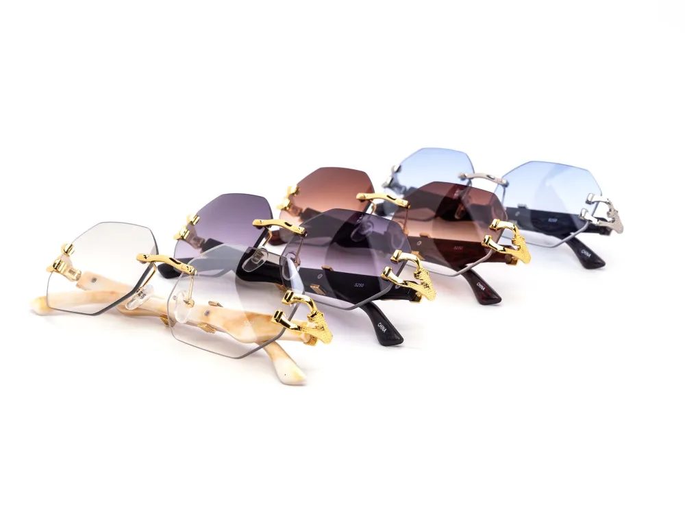 12-Pack Rimless Cat-Eye Gradient Metal Sunglasses