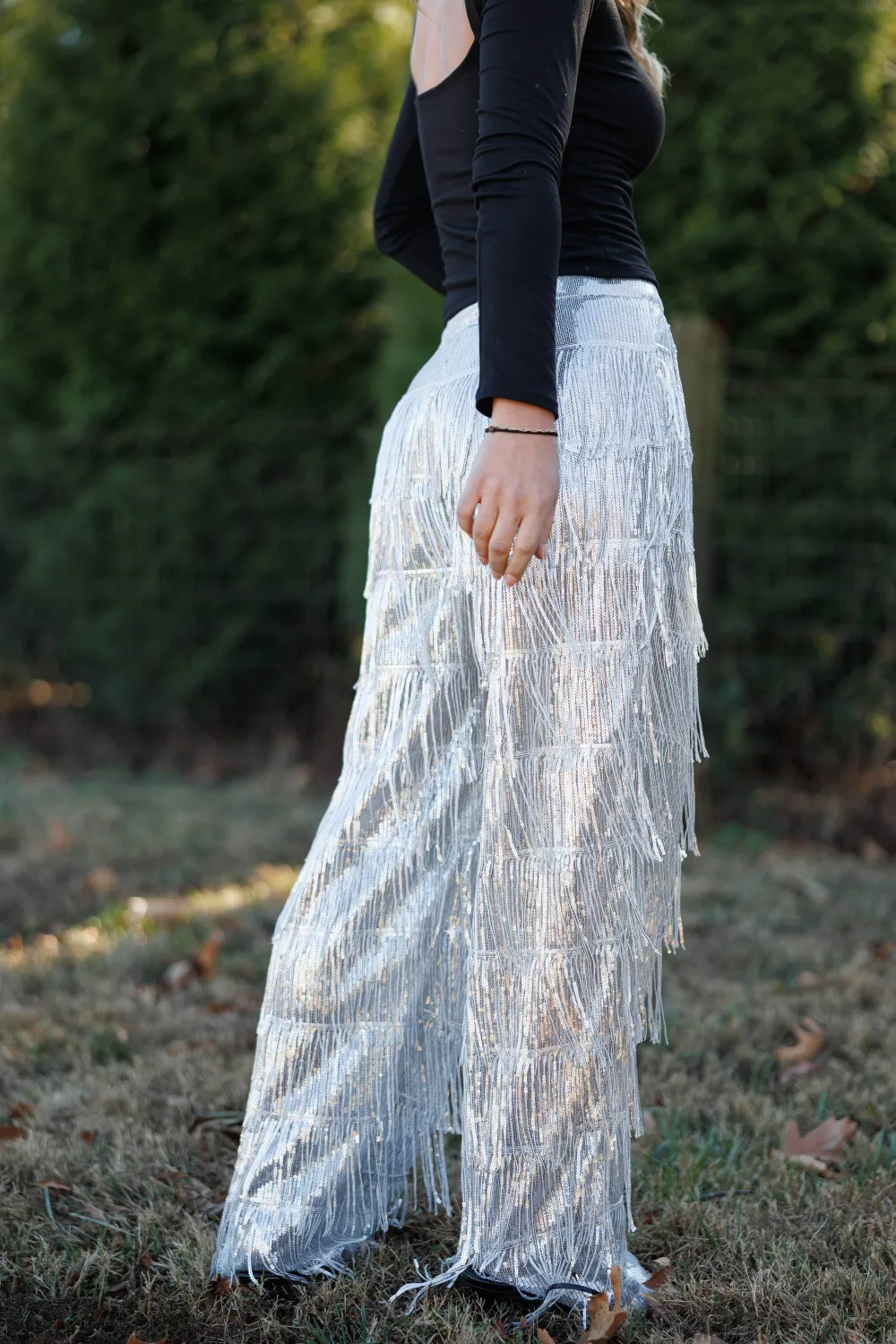 Fringe Shimmer Sequin Pants