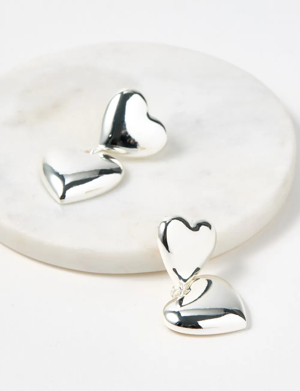 Cute And Energetic Heart-Shaped Silver Earrings