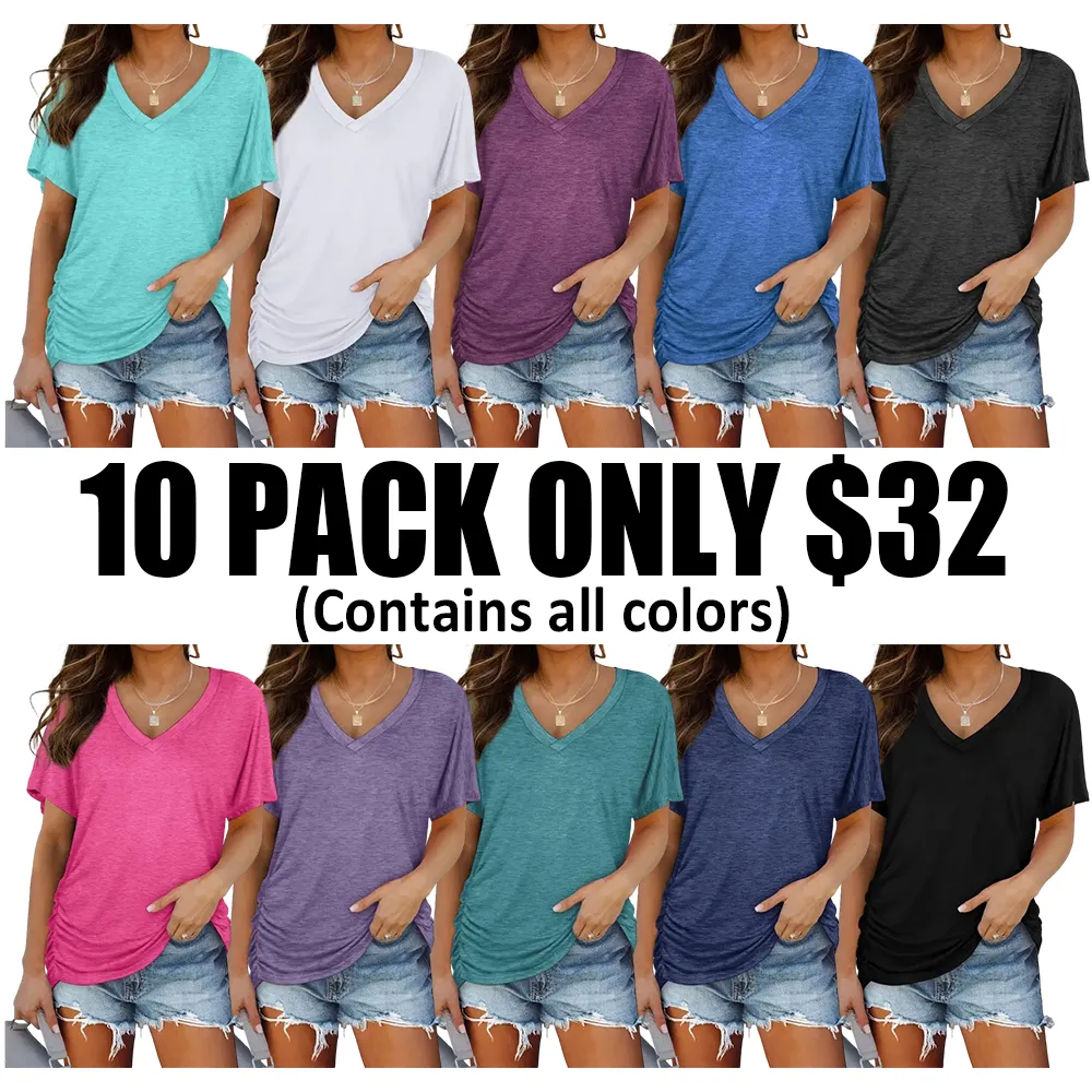 🔥Women's Short-Sleeved V-Neck Batwing Sleeve Top🔥10-Pack - All Colors Included, Only $32