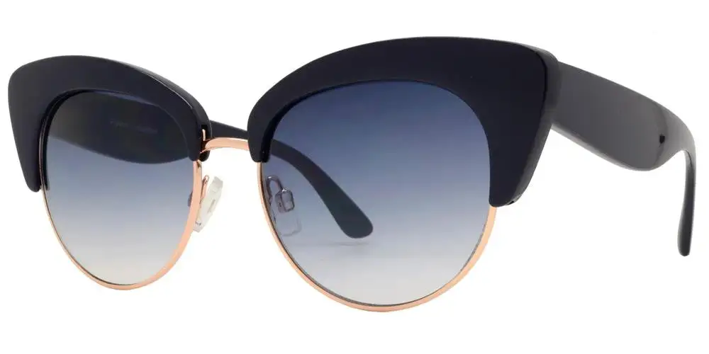 Cat Eye Half Rimmed Chunky Women Plastic Sunglasses