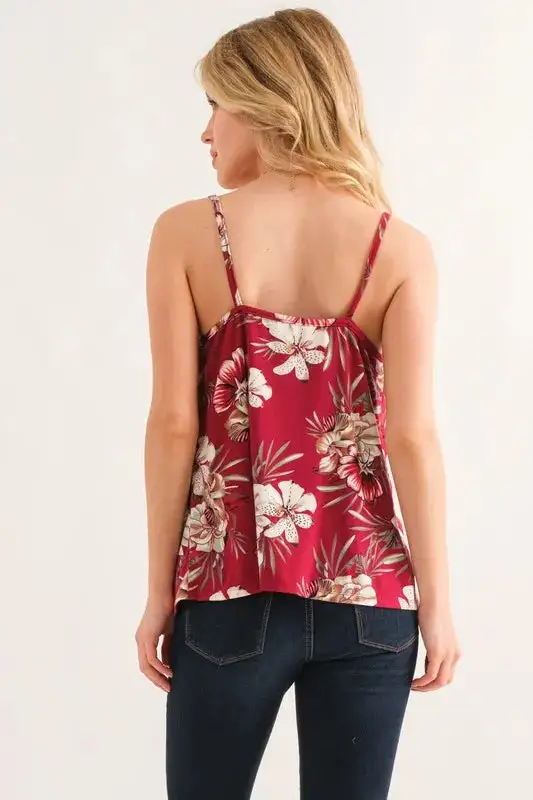 Floral Printed Casual Tank Top Rayon Blend