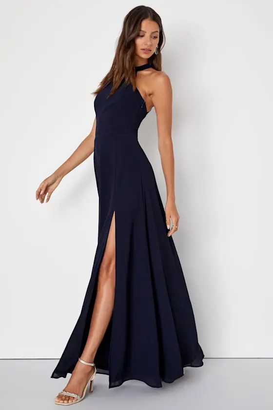 Confidently Charismatic Emerald Backless Halter Maxi Dress
