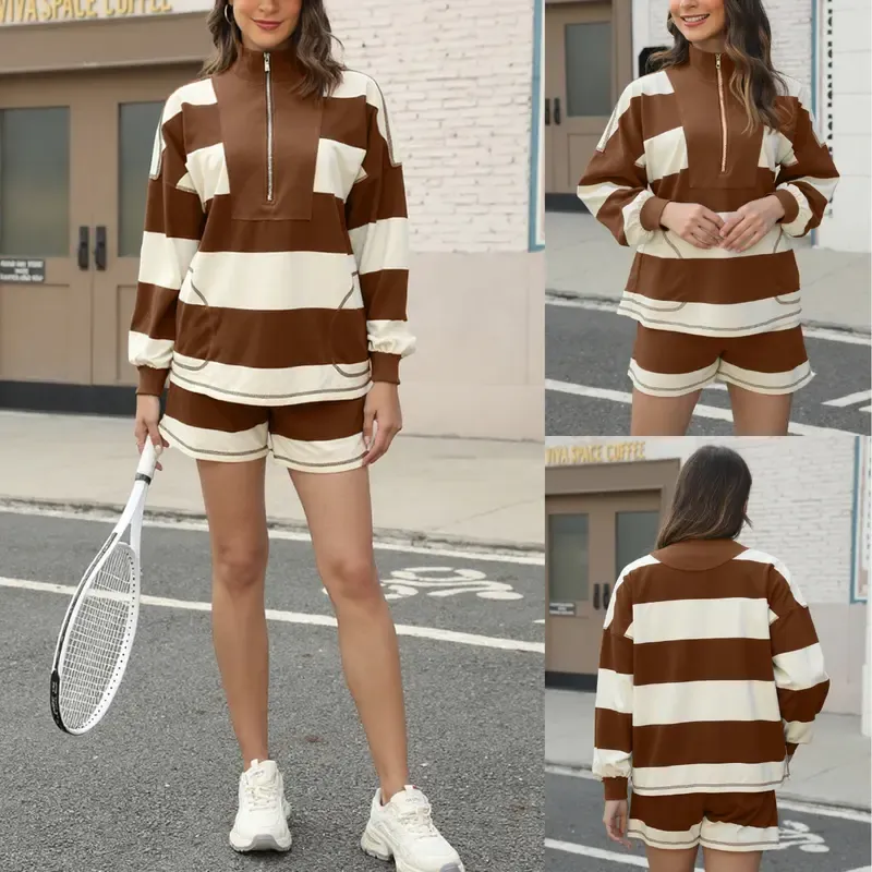 Women's Casual Striped Long-Sleeve Suit
