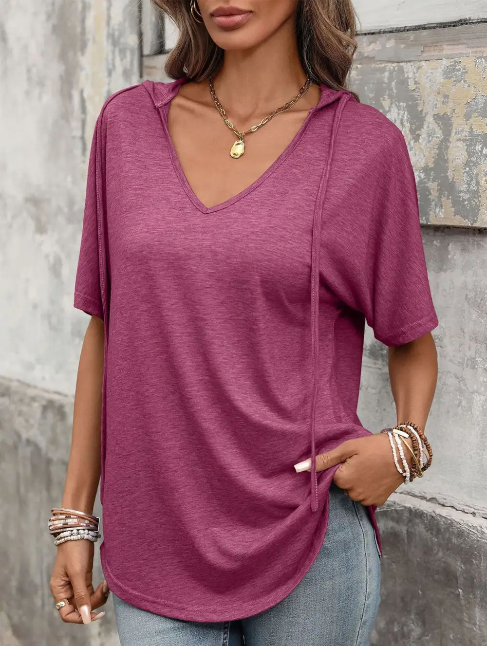 V Neck Loose Short Sleeve Tee