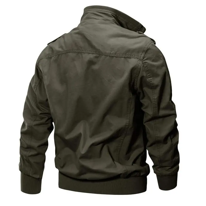 Men's Cotton Jacket Full Zip Lightweight Cargo Work Casual Jacket Outwear Coat Menswear Tops Underwear Human Long Sleeve Beige Plain