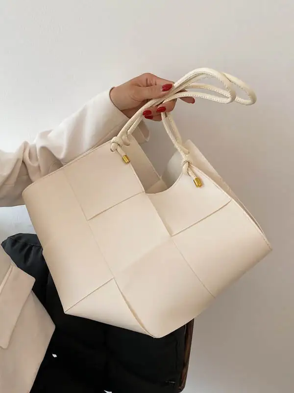 Woven Geometric Shoulder Bag